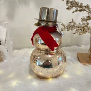 Christmas Holiday Gold Mercury Glass Snowman Metal Top Hat Figure RARE New